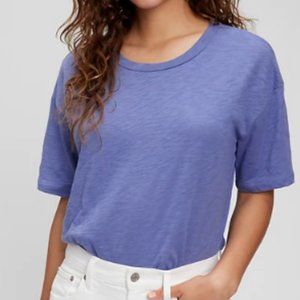 NEW! GAP Organic Cotton Slub-Knit Boyfriend T-Shirt Larkspur Blue - XL